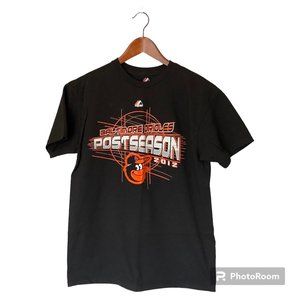 Baltimore Orioles Black Majestic T-Shirt Size M Short Sleeve MLB 2012 Postseason